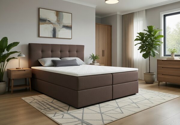 Manželská postel 160x200 s úložným prostorem STIG 2 - hnědá