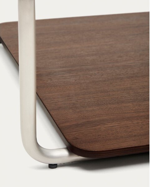 Tmavě hnědý konferenční stolek se skleněnou deskou 60x140 cm Tarsel – Kave Home