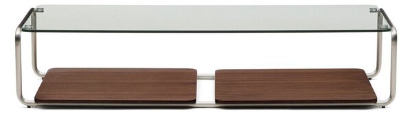 Tmavě hnědý konferenční stolek se skleněnou deskou 60x140 cm Tarsel – Kave Home