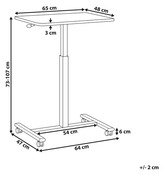 Manuálně nastavitelný stojan na notebook ACADEMIA Tmavě hnědá 65 cm 48 cm s koly