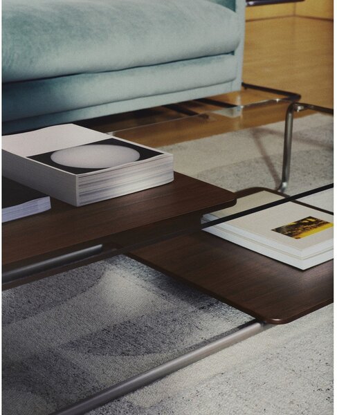 Tmavě hnědý konferenční stolek se skleněnou deskou 60x140 cm Tarsel – Kave Home