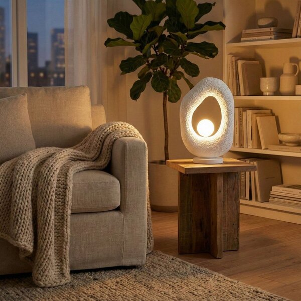 Bílá kovová stolní lampa (výška 50 cm) Lore – Opviq lights