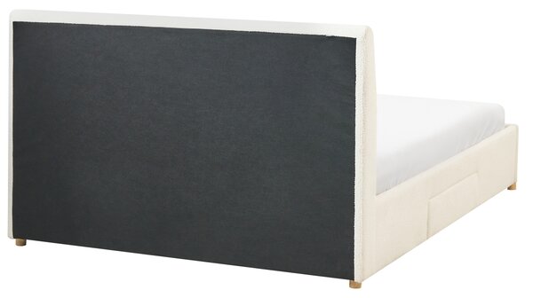 Postel s úložnými zásuvkami Buklé SOUTRIN 160 x 200 cm Krémově bílá