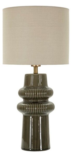 Khaki/krémová keramická stolní lampa s textilním stínidlem (výška 64,5 cm) Harmony – Mauro Ferretti