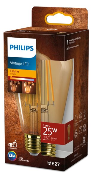 LED filament žárovka E27 ST64 3,1W (25W) 250lm 1800K nestmívatelná, jantarová