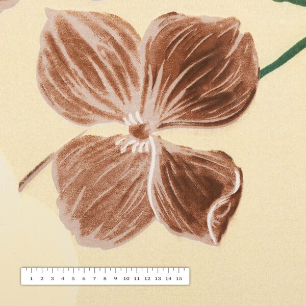 Biante Bavlněný povlak na polštář s lemem Sandra SA-536 Hnědé orchideje na vanilkově žlutém 30 x 50 cm