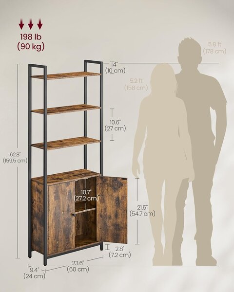 SONGMICS Knihovna Vasagle Memor 60 cm hnědá/černá
