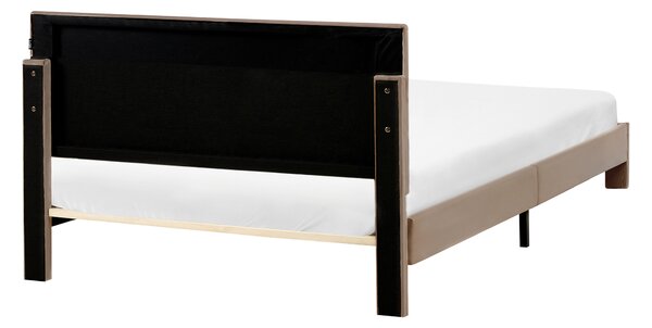 Postel s úložnými zásuvkami Umělý samet LONZAC 140 x 200 cm Taupe