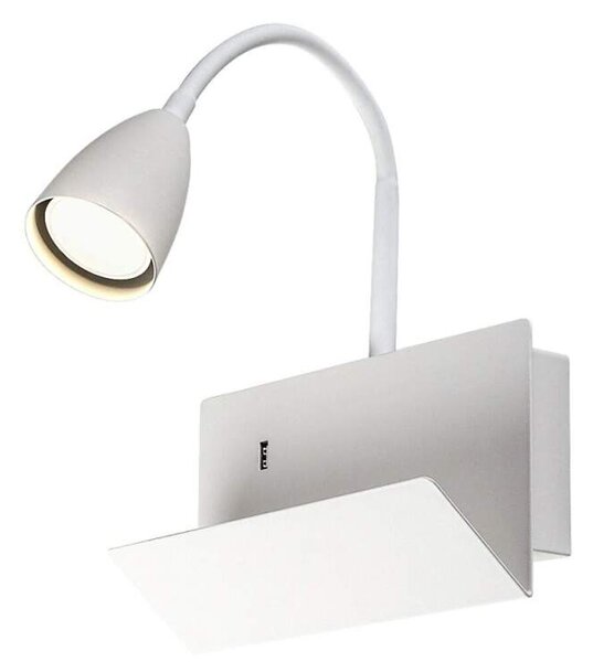 Rabalux 71090 TACITO - Nástěnná čtecí lampa v bílé barvě s vypínačem a USB výstupem, 1 x GU10 (Bílá lampa na zeď s husím krkem, vypínačem a USB pro nabíjení telefonů)
