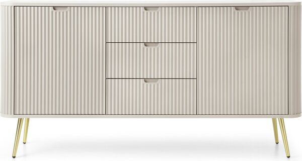 Komoda, barva béžová, materiál: dřevotříska, rozměry: 168 x 87 x 39 cm, povrchová úprava: kašmír, nožky: zlaté