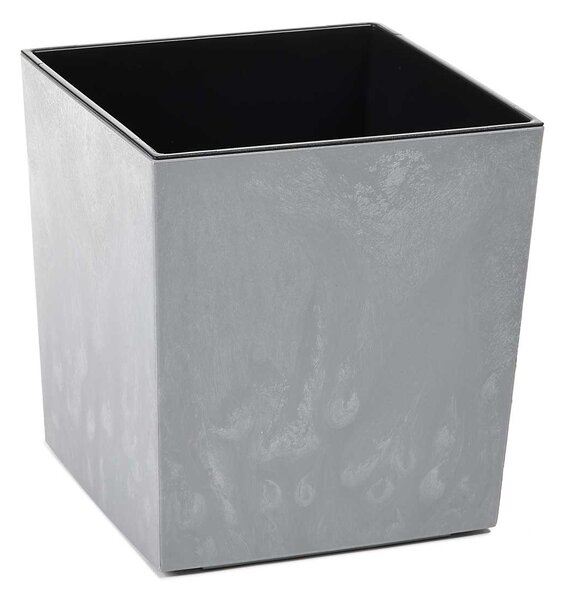 PLASTOVÝ KVĚTINÁČ FLORE 19X19 CM IMITACE BETONU ŠEDÁ