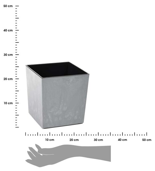 PLASTOVÝ KVĚTINÁČ FLORE 19X19 CM IMITACE BETONU ŠEDÁ