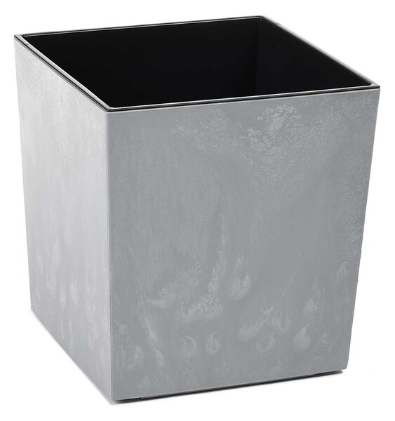 PLASTOVÝ KVĚTINÁČ FLORE 25X25 CM IMITACE BETONU ŠEDÁ