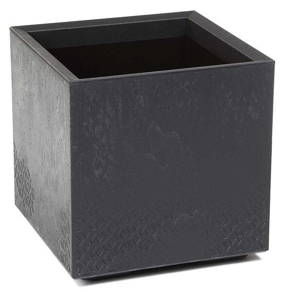 PLASTOVÝ KVĚTINÁČ NA KOLEČKÁCH BETONIQUE 40X40 CM IMITACE BETONU ČERNÁ