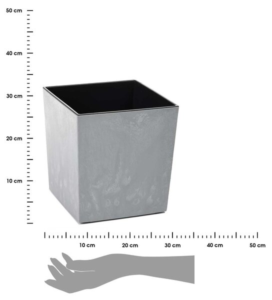 PLASTOVÝ KVĚTINÁČ FLORE 25X25 CM IMITACE BETONU ŠEDÁ