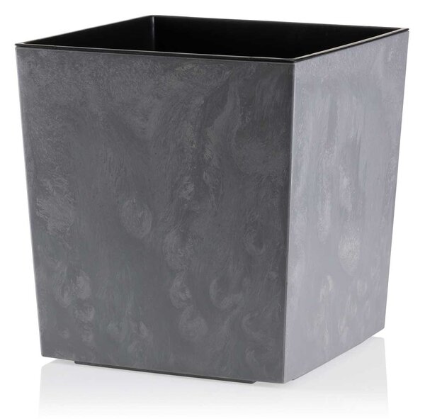 PLASTOVÝ KVĚTINÁČ FLORE 25X25 CM IMITACE BETONU ŠEDÁ