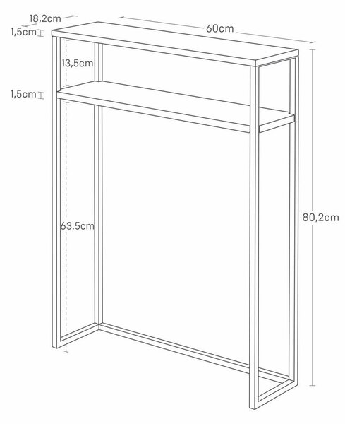 Černý kovový konzolový stolek 18x60 cm Tower – YAMAZAKI