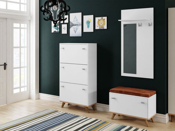 Předsíňový nábytek Tunbergia II, Barva: Bílý/dub craft zlatý + základ 17 5903211018503