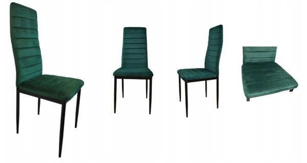 ModernHome LR-1494 Sada 4 ks jídelních židlí VELVET, zelená