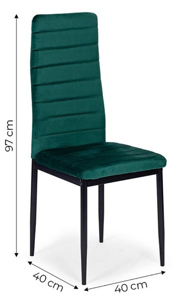 ModernHome LR-1494 Sada 4 ks jídelních židlí VELVET, zelená