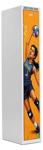 Kovová šatní skříň Trestles SS1M 1800x312x500 mm, 1 oddíl, dívčí motiv 6 Typ zámku: cylindrický, Podnož: nožky