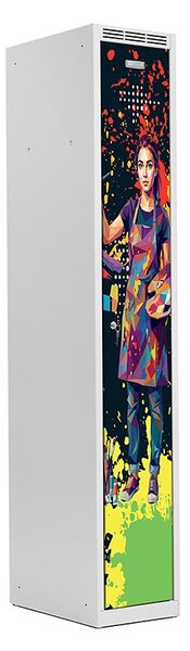Kovová šatní skříň Trestles SS1M 1800x312x500 mm, 1 oddíl, dívčí motiv 3 Typ zámku: cylindrický, Podnož: nožky