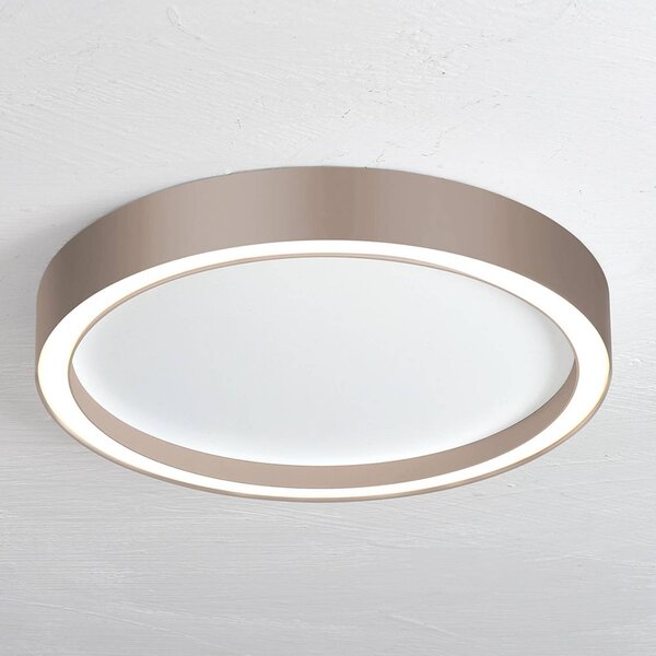 BOPP Stropní svítidlo Bopp Aura LED Ø 55 cm bílá/taupe, stmívatelný, Hnědá / rez, Obývací pokoj / jídelna, Hliník, Moderní