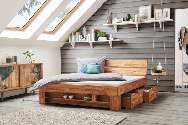 POSTEL, 180/200 cm, divoký dub Carryhome - Manželské postele