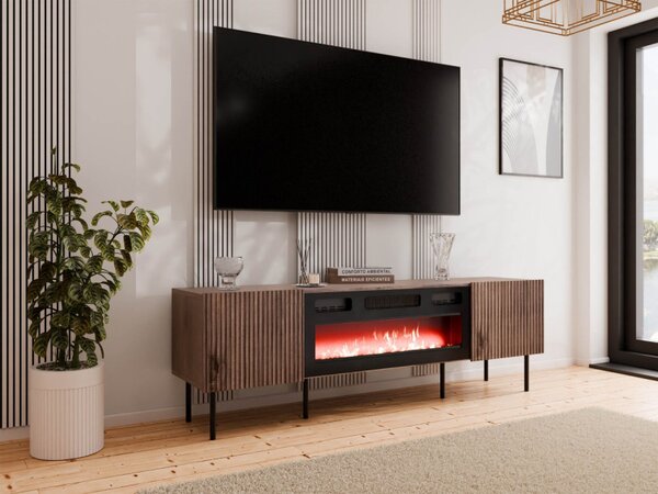 TV skříňka s krbem Ostani 180, Barva: Ořech warmia 5903211350559