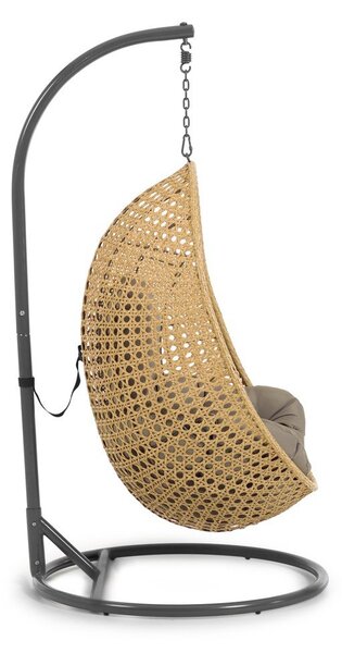 Tmavě šedé/v přírodní barvě polstrované závěsné zahradní křeslo Cira – Kave Home