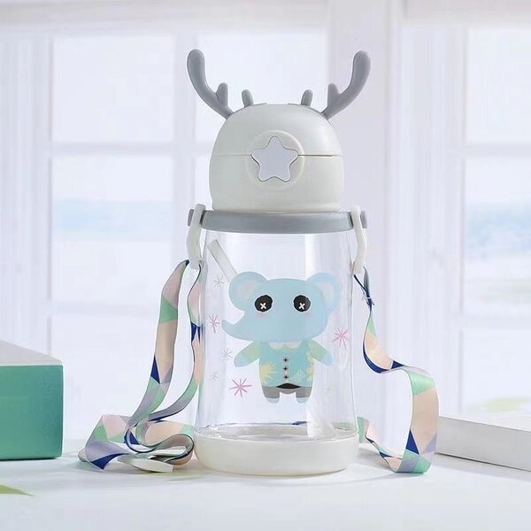 Dětská plastová láhev s brčkem ELEPHANT 600 ml