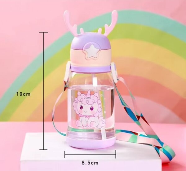 Dětská plastová láhev s brčkem UNICORN 600 ml