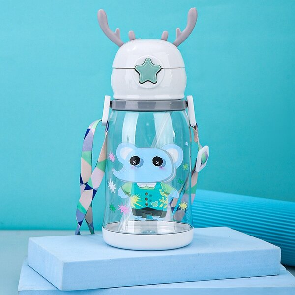 Dětská plastová láhev s brčkem ELEPHANT 600 ml