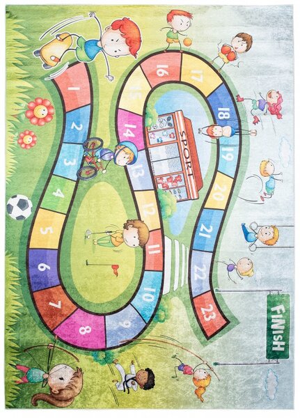 Makro Abra Dětský kusový koberec vhodný k praní BAMBINO 2317 Děti protiskluzový zelený vícebarevný Rozměr: 80x150 cm