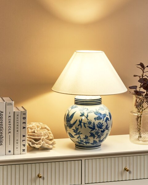 Stolní lampa ARUNCA Porcelán Bílá/Modrá