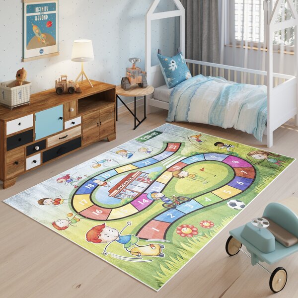Makro Abra Dětský kusový koberec vhodný k praní BAMBINO 2317 Děti protiskluzový zelený vícebarevný Rozměr: 80x150 cm