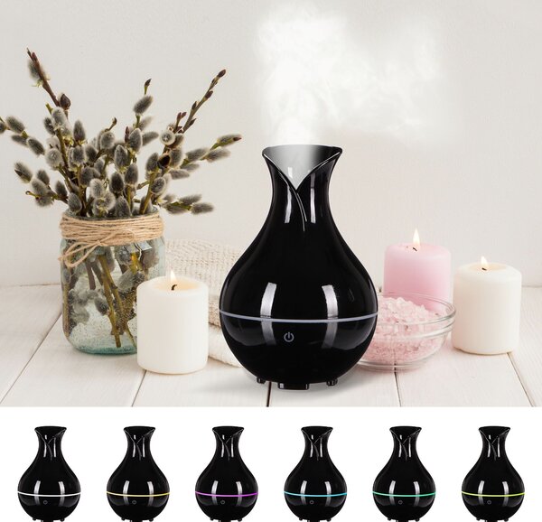 Aroma difuzer Bloom černý lesk 200ml SIXTOL