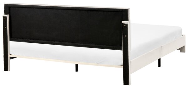 Postel s úložnými zásuvkami Umělý samet LONZAC 180 x 200 cm Krémově bílá