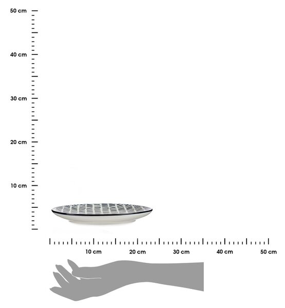 VESSIA Porcelánový mělký talíř LINEAS 24 cm černý/bílý
