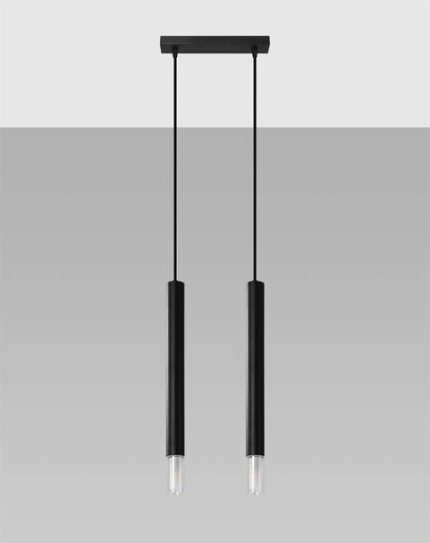 Závěsné svítidlo Wezyr, 2x skleněné/černé kovové stínítko