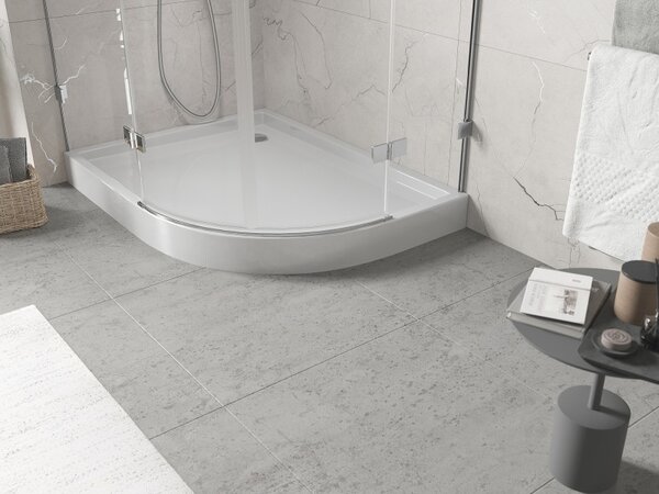 Mexen Flow+ polokruhový asymetrický sprchový kout levý 90 x 80 cm, bílý lesk - 46Q108090LH