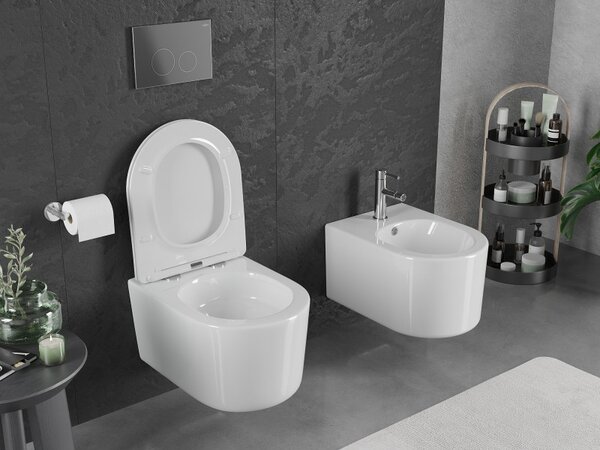 Mexen Sofia wc mísa Rimless Tornado s pomalu sklopným prkénkem slim, duroplast, bílý lesk - 30540400T