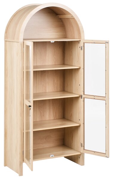 Skleněná vitrína GLENWOOD 79 cm Světle hnědá