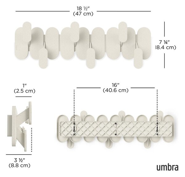Béžový ocelový nástěnný věšák 16 cm Tempo – Umbra