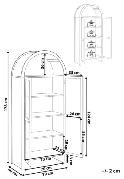 Skleněná vitrína GLENWOOD 79 cm Světle hnědá