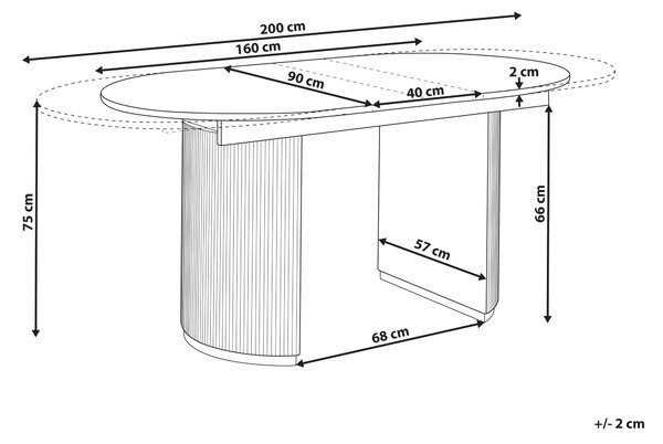Rozkládací jídelní stůl DULVERTON Bílá 160/200 cm 90 cm