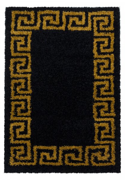Moderní kusový koberec Hera Shaggy 3301 gold | Černá Typ: 80x150 cm