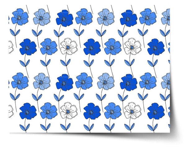 Plakát SABLIO - Modré květiny 60x40 cm
