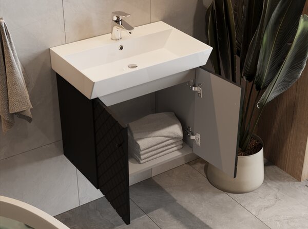 Lavedo Tessera Black 50 koupelnová skříňka s umyvadlem