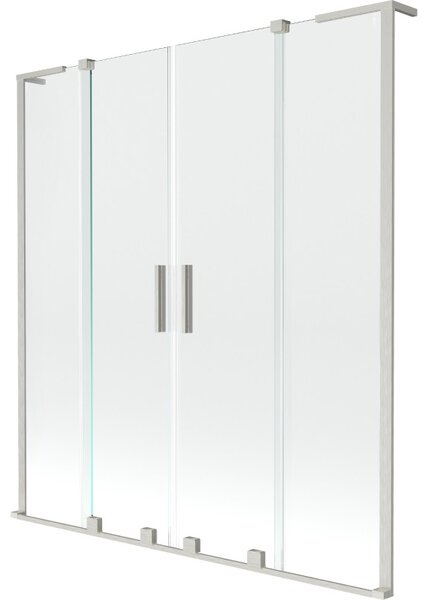 Mexen Velar L Duo vanová zástěna 2křídlová posuvná 150 x 150 cm, transparentní, kartáčovaný nikl - 896-150-003-02-97